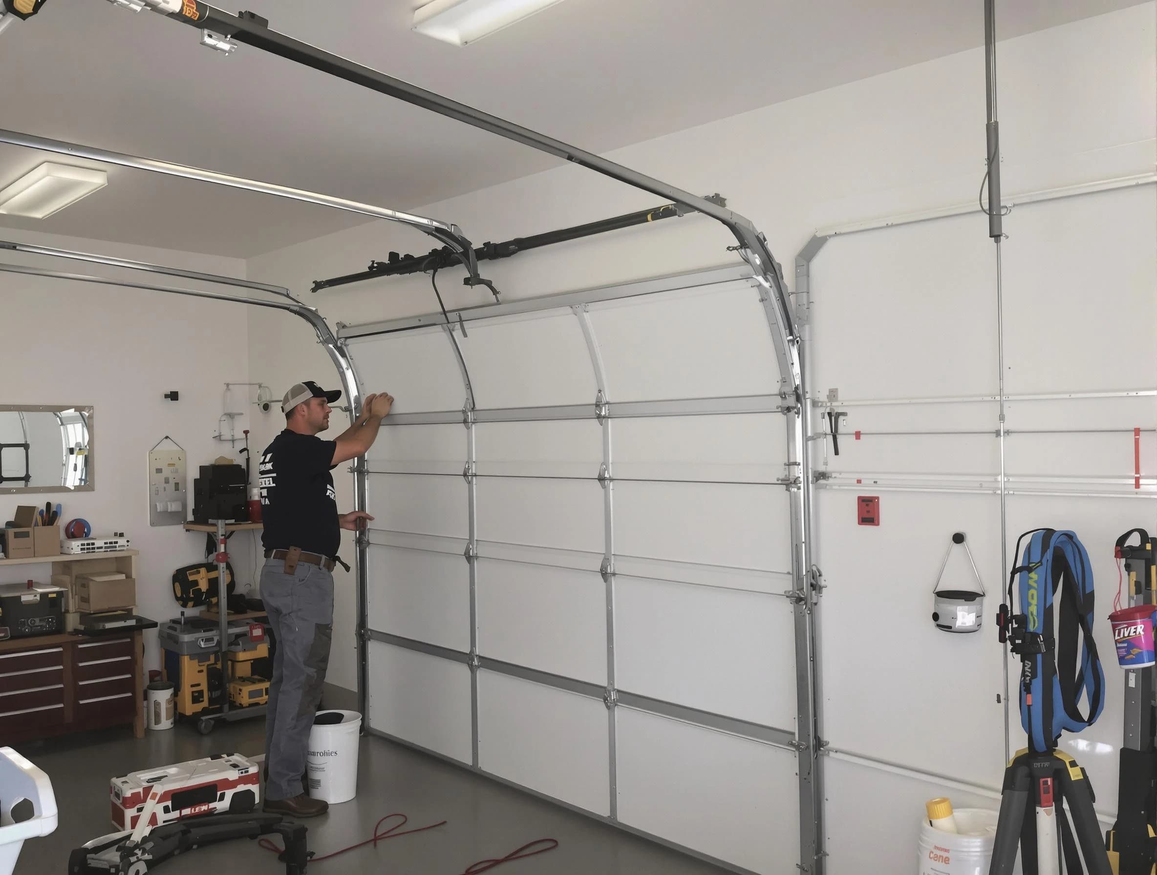 Monessen Garage Door Repair team installing new garage door in Monessen