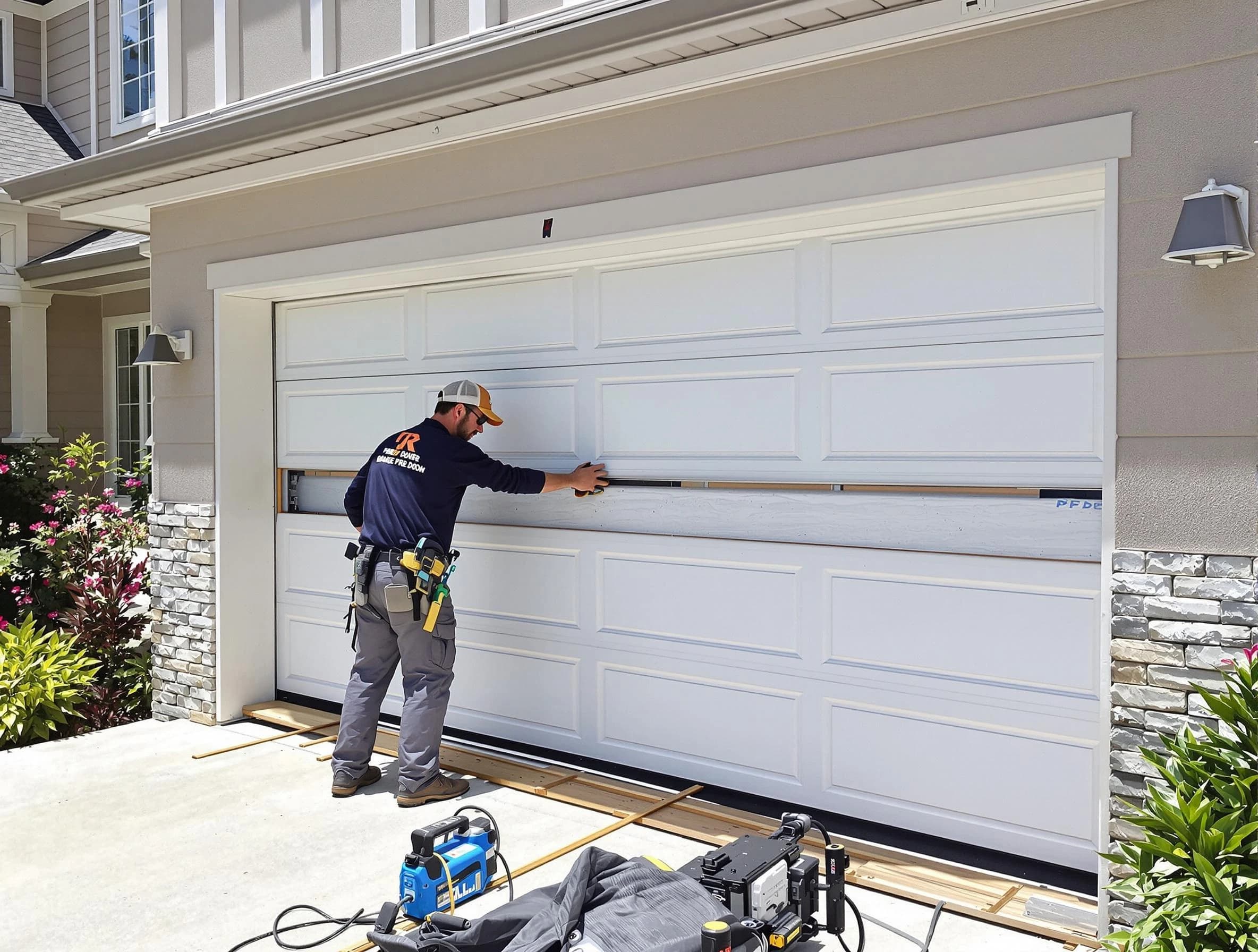 Monessen Garage Door Repair team performing complete garage door replacement at Monessen residence