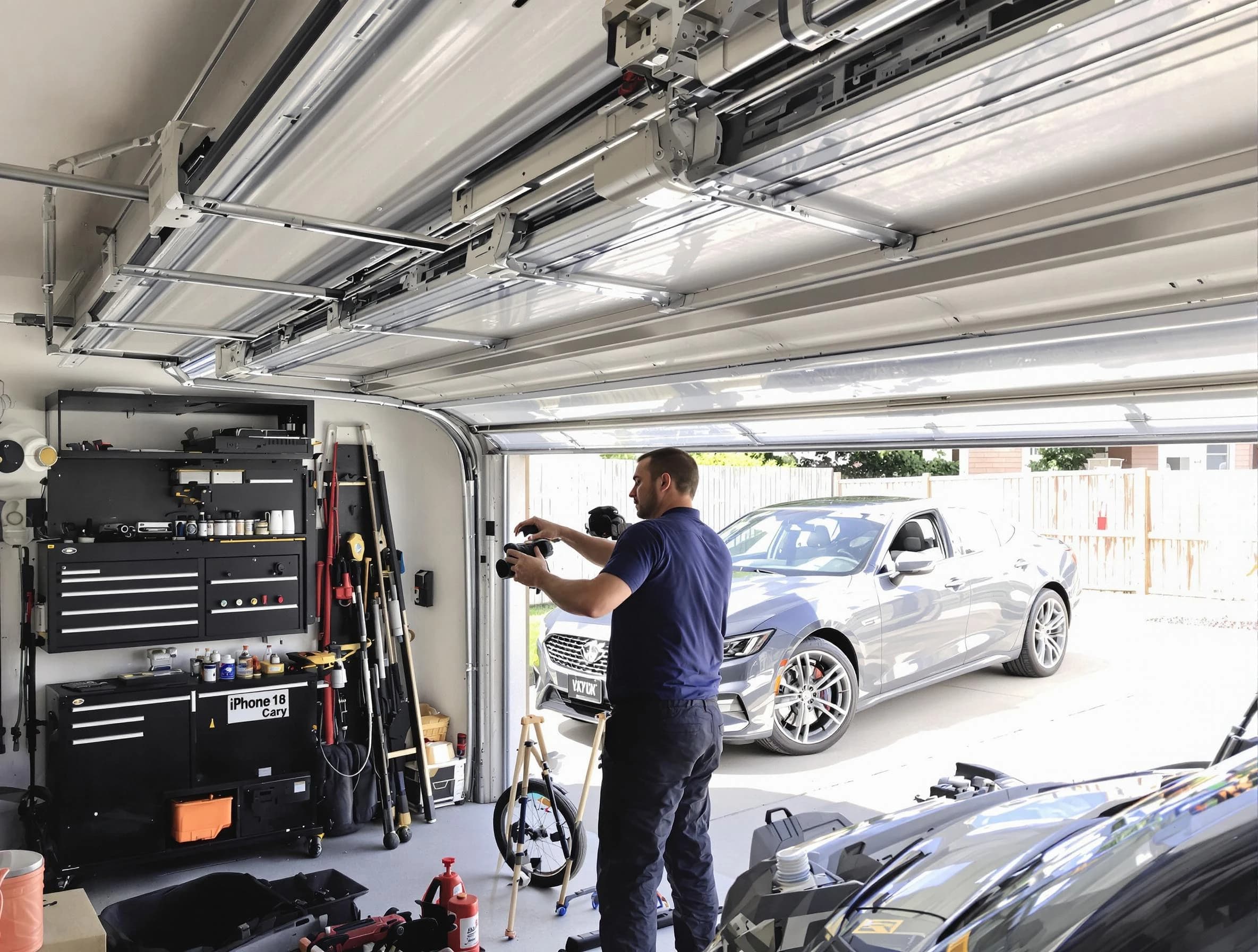 Monessen Garage Door Repair technician fixing noisy garage door in Monessen
