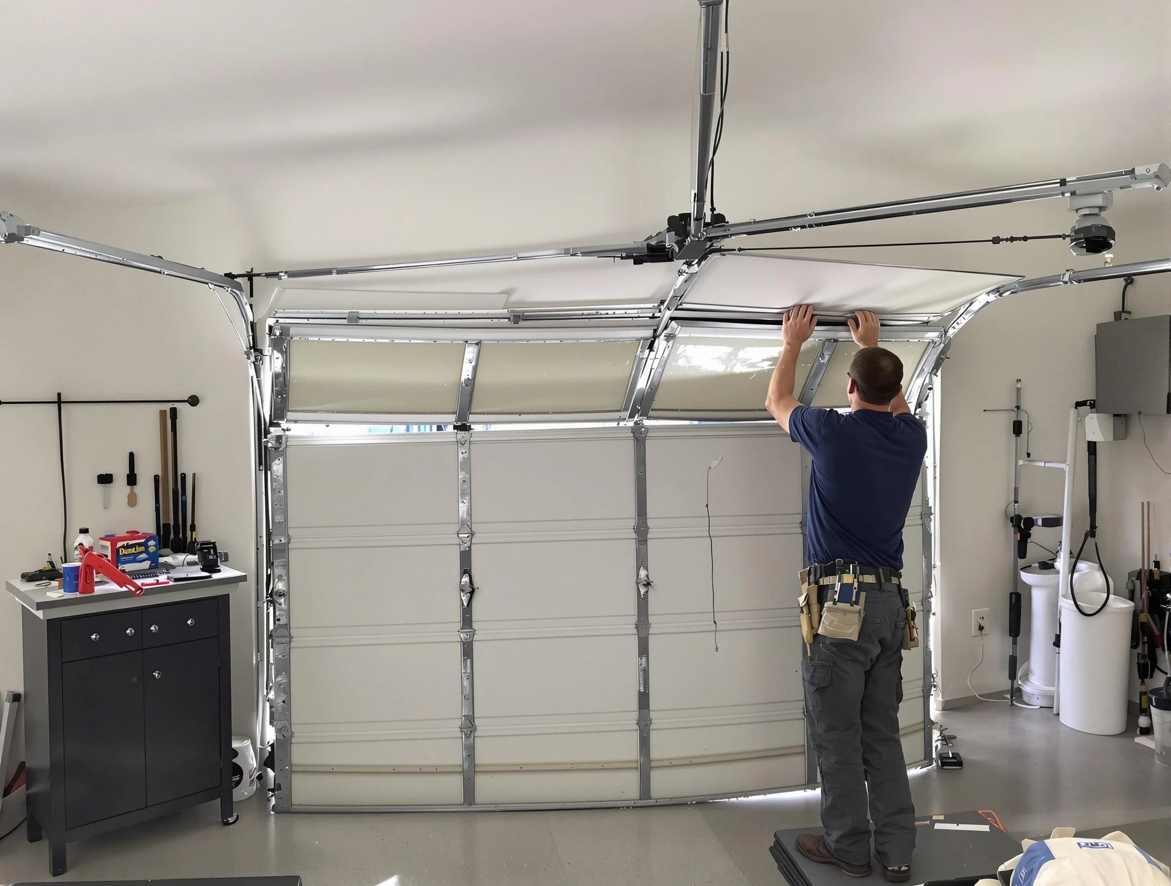 Monessen Garage Door Repair specialist performing precise section replacement on Monessen garage door