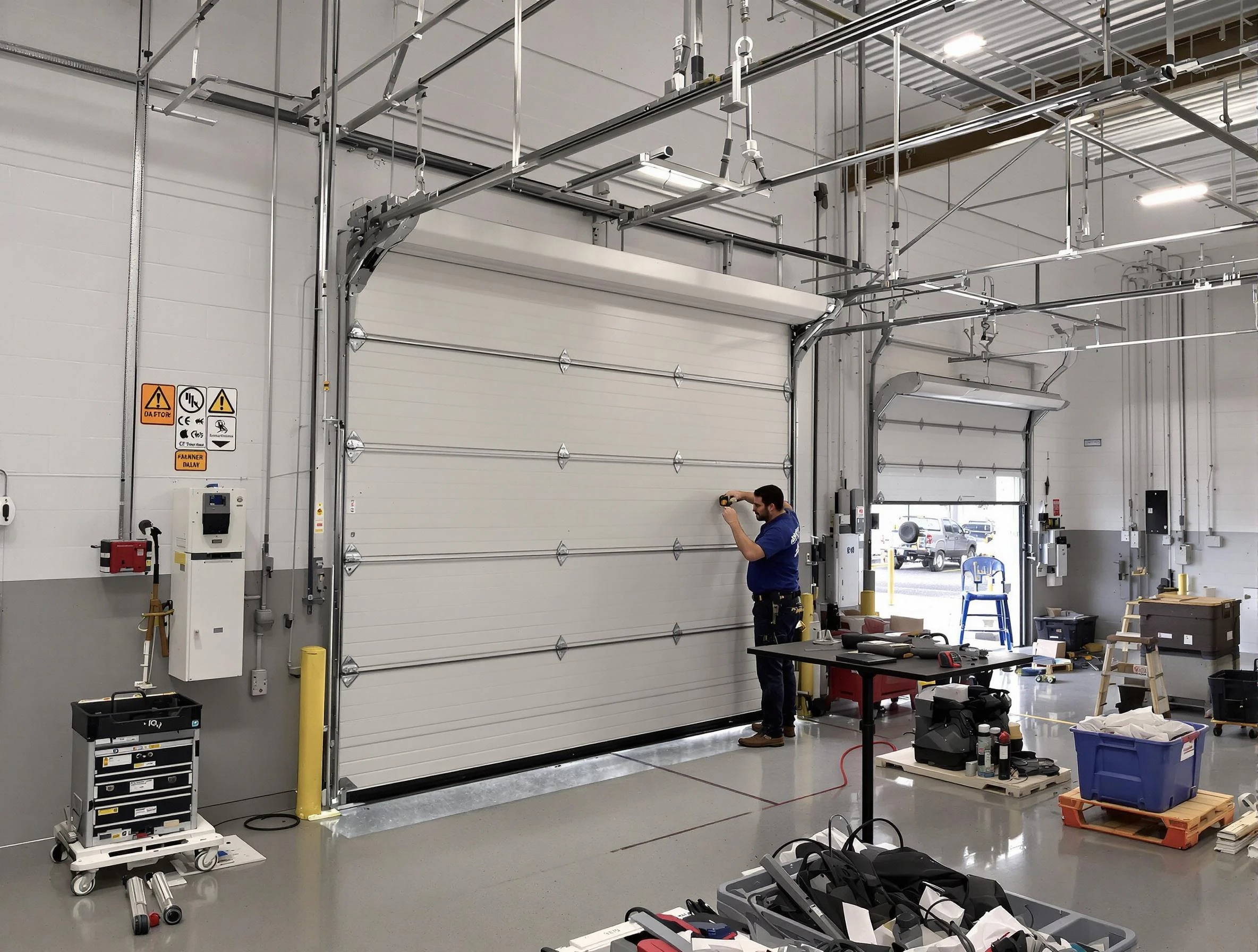 Commercial garage door repair being performed by Monessen Garage Door Repair expert in Monessen