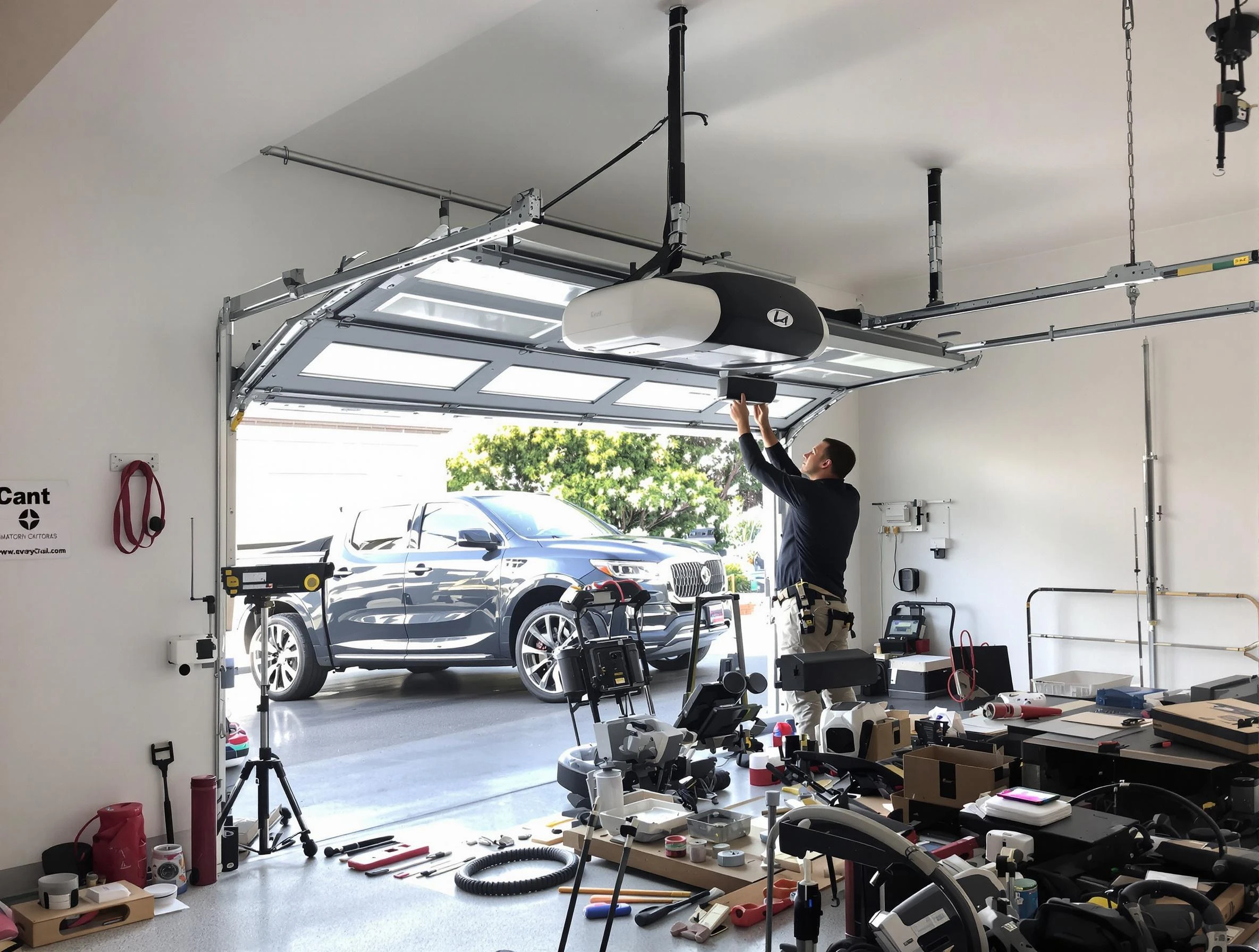 Monessen Garage Door Repair specialist installing smart garage door opener system in Monessen home