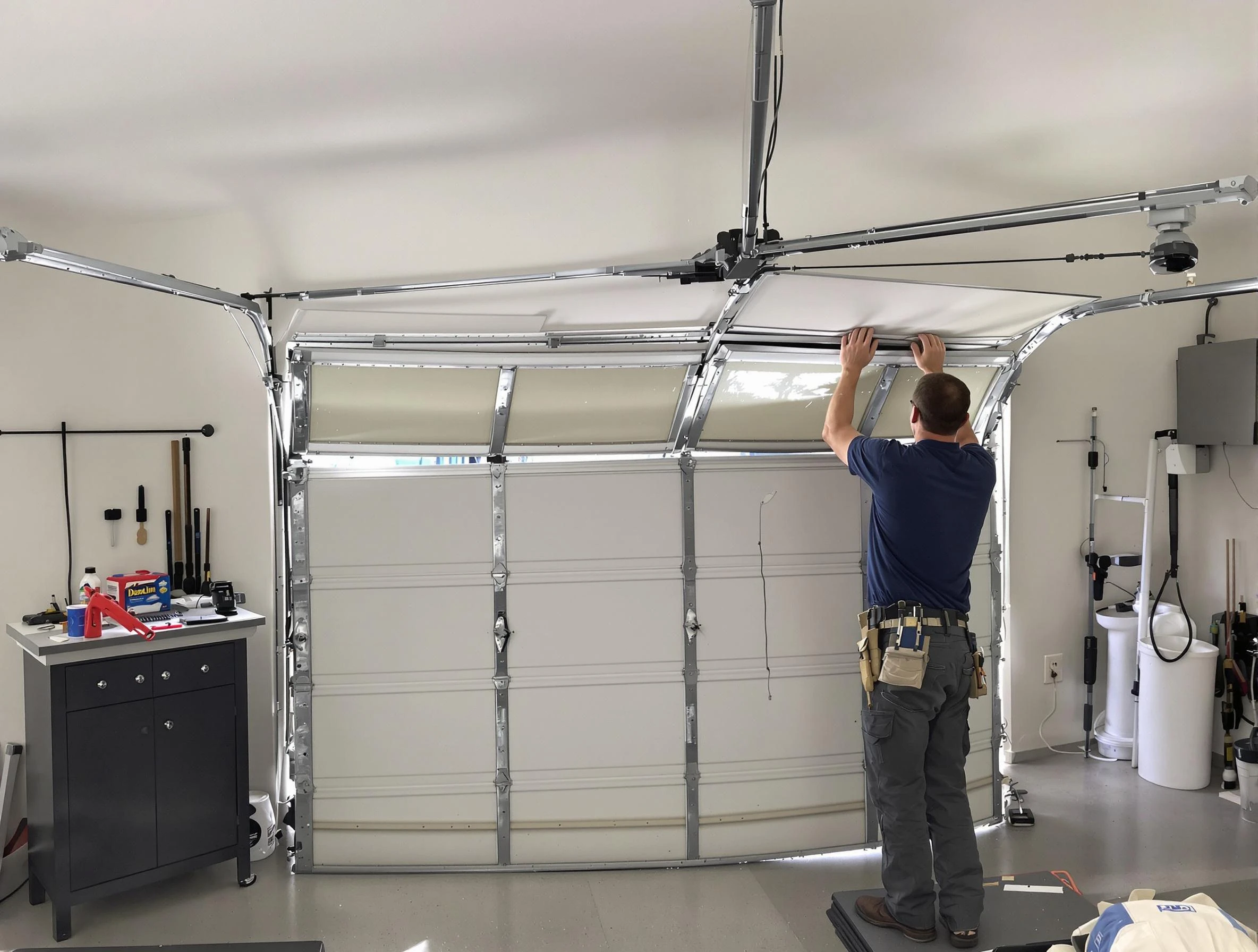 Monessen Garage Door Repair specialist performing precise section replacement on Monessen garage door